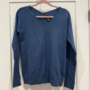 Blue Cashmere V-Neck Sweater